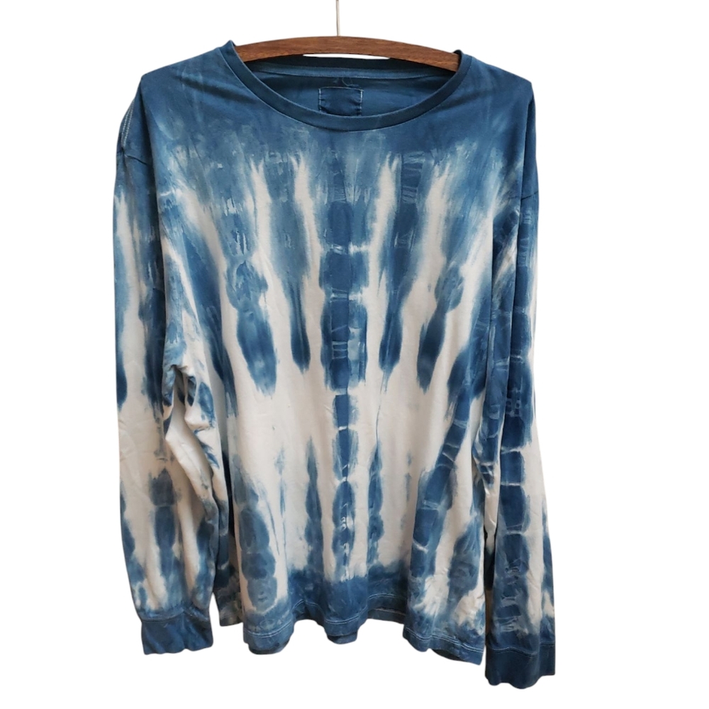 J Crew Mens Shirt Size XL Blue White Tye Dye Long Sleeve Broken In